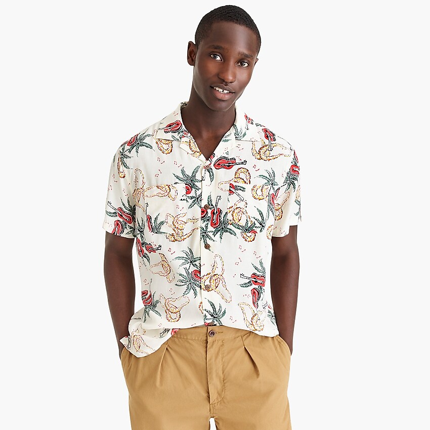 j crew camp collar printed shirt