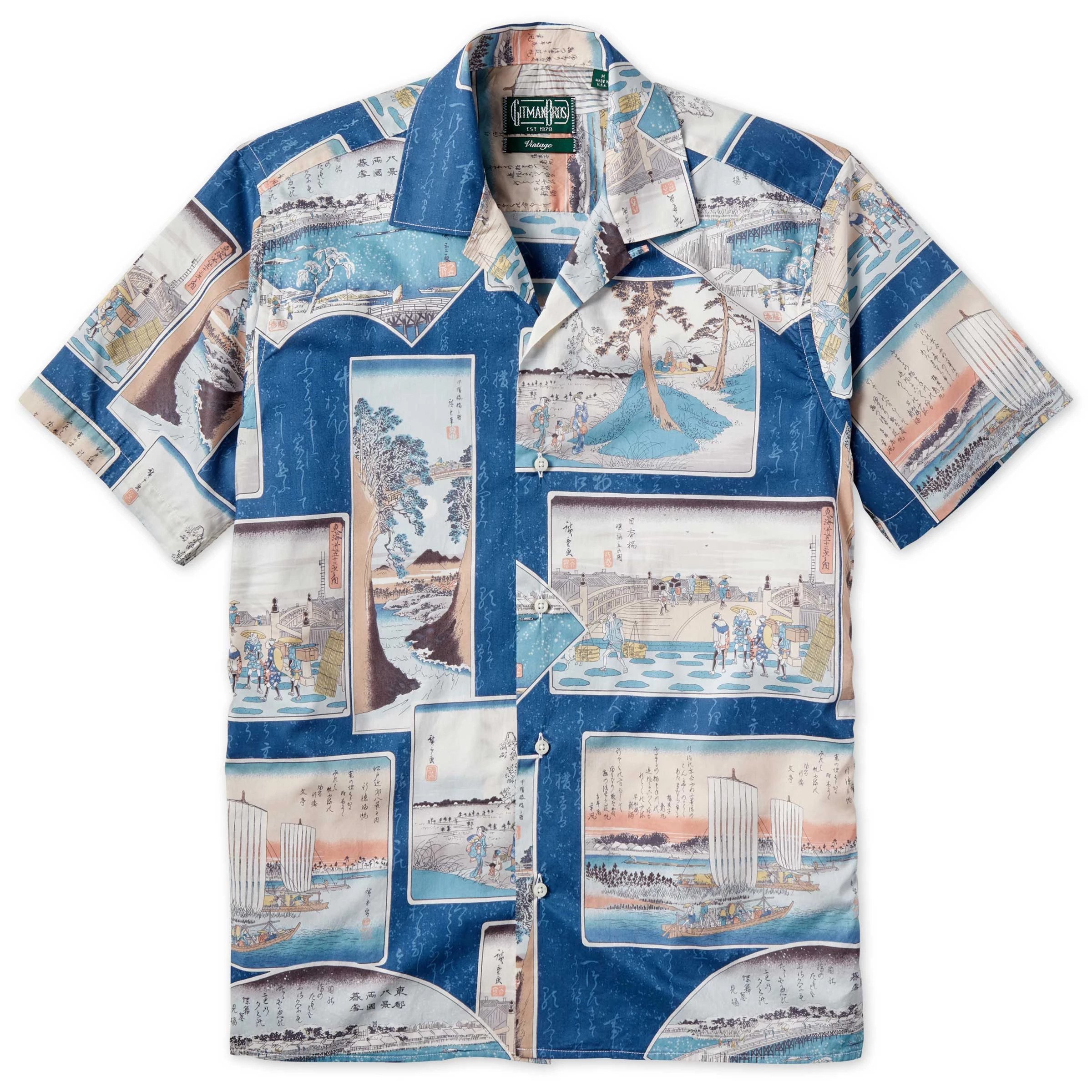 gitman camp collar printed shirt